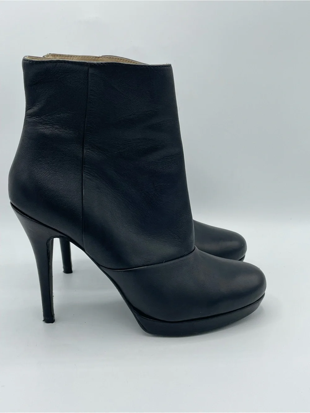 AllSaints Black Leather Platform Stiletto Ankle Boots